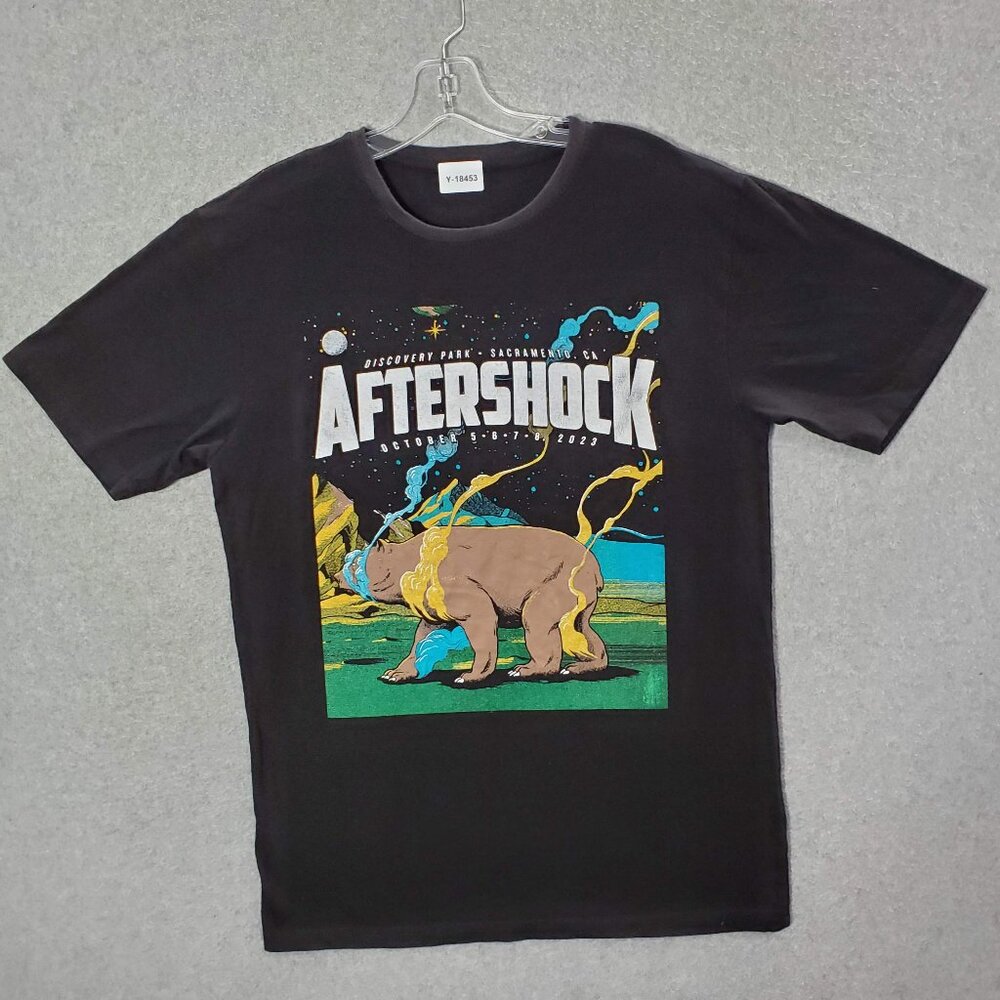 Aftershock Men Shirt Small Black 2023 Sacramento CA Music Festival Crew Neck‎